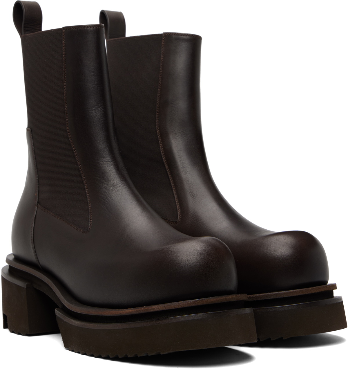 Rick Owens Brown Temple Beatle Bogun Chelsea Boots