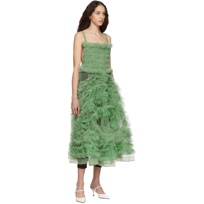 Molly Goddard Gingham Check Tulle Wrap Skirt UK8 Green White