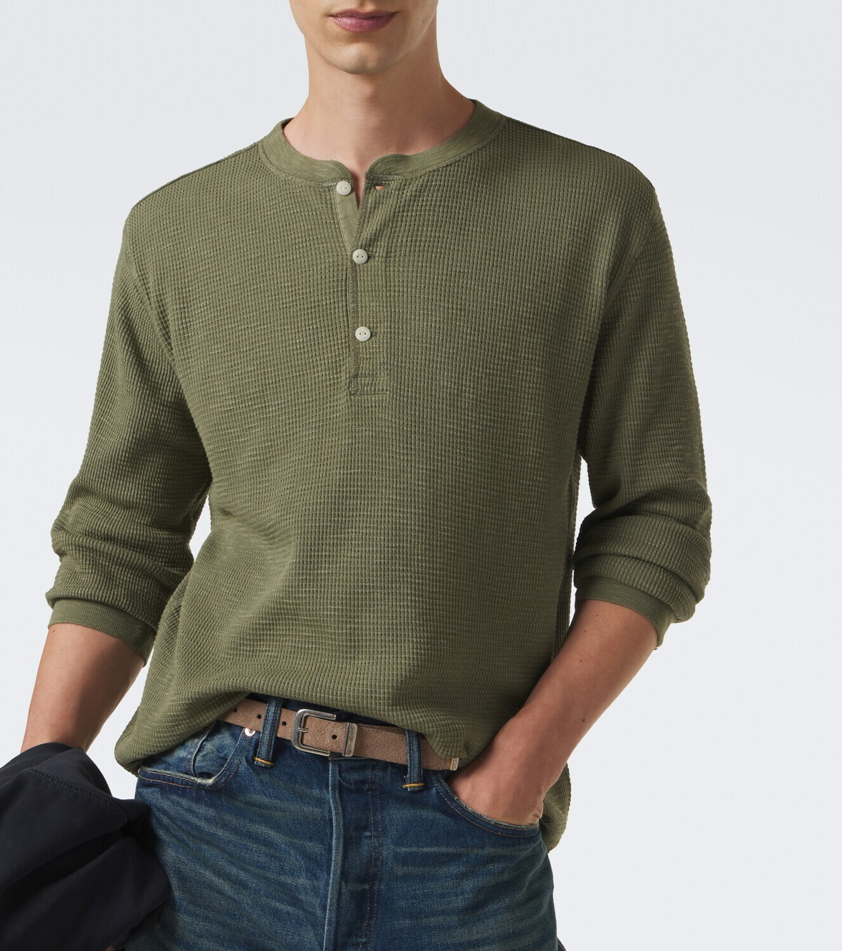 RRL Waffle-knit cotton Henley shirt