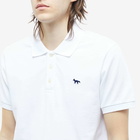 Maison Kitsuné Men's Navy Fox Patch Classic Polo Shirt in White