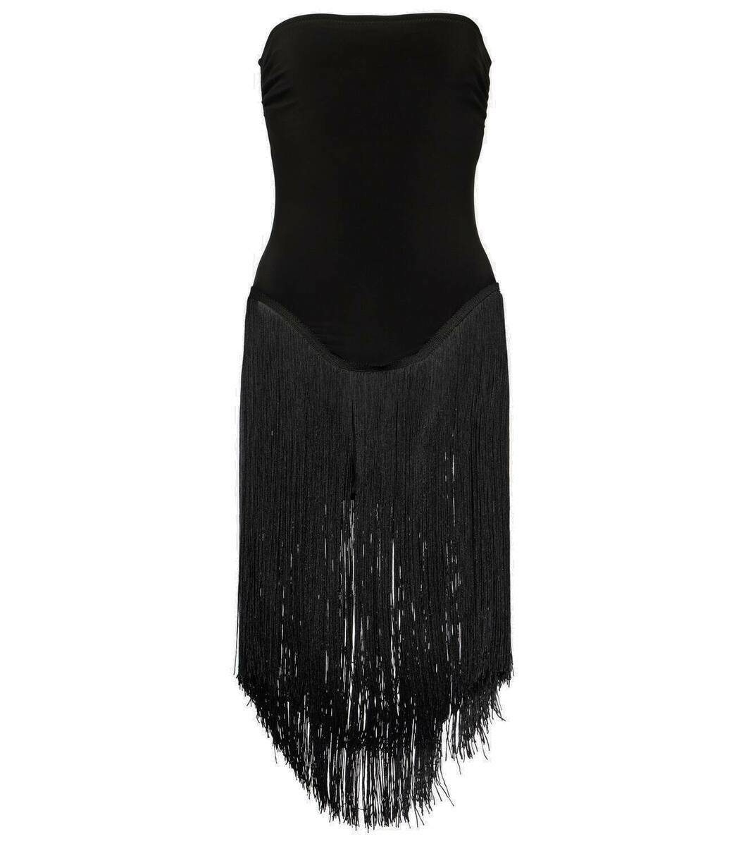 オールインワン・サロペット Norma Kamali Fringe-Panel Sleeveless Mini Dress With Subtle Shop Norma Kamali - Fringed Sleeveless Minidress | Saks