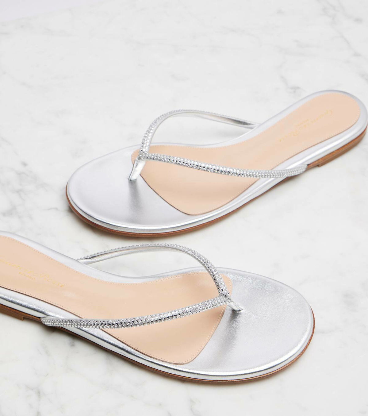 Gianvito Rossi India metallic leather thong sandals