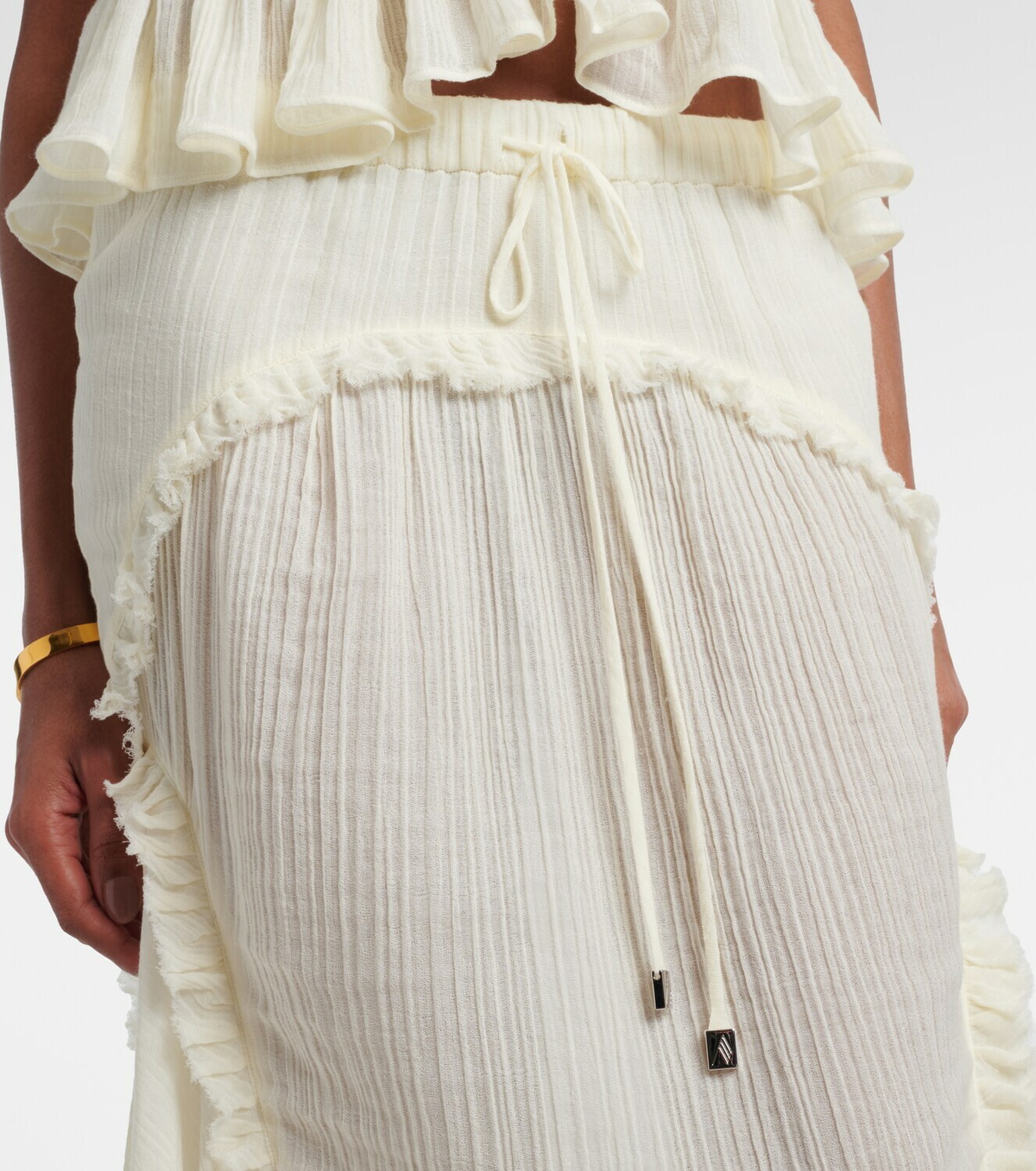 The Attico Ruffled cotton maxi skirt