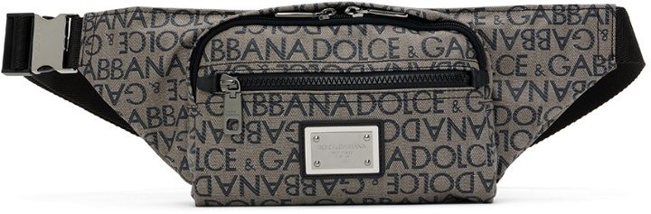 Photo: Dolce & Gabbana Gray & Black Printed Belt Bag