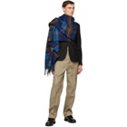 Comme des Garcons Shirt Blue Wool Tartan Poncho Scarf