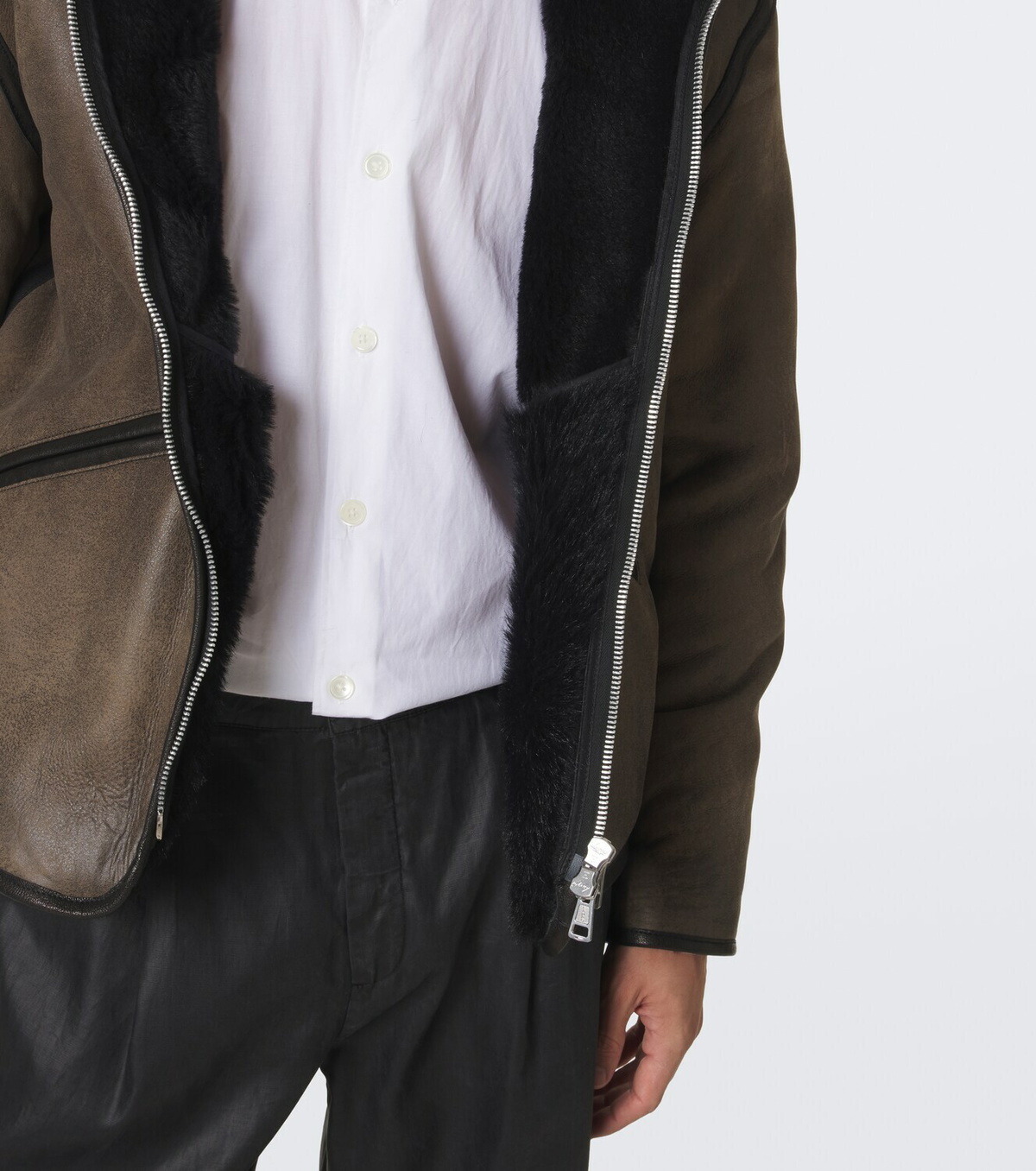 Our Legacy Hooded shearling-lined leather jacket