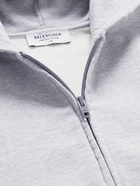 Balenciaga - RuPaul Distressed Logo-Print Cotton-Jersey Zip-Up Hoodie - Gray