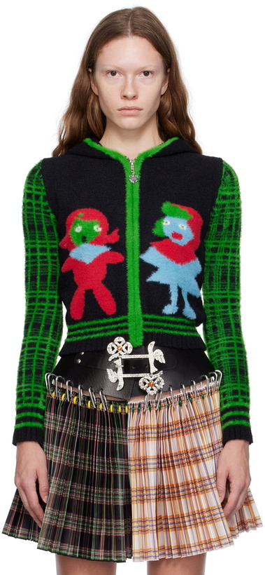 Photo: Chopova Lowena Black & Green Bear Girl Hoodie