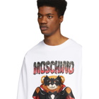Moschino White Bat Teddy Bear Sweatshirt
