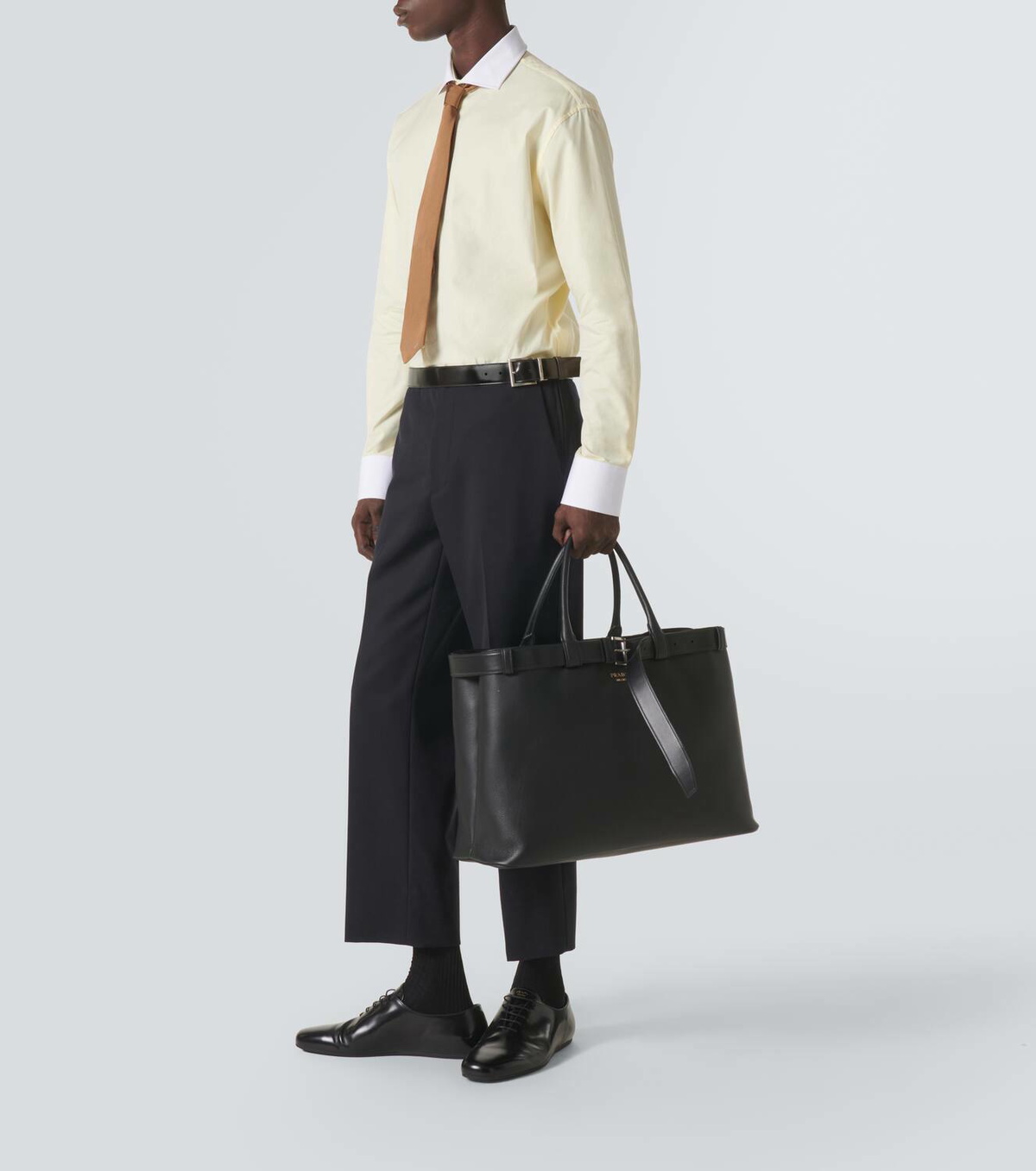 【関税＆送料込み】Prada Prada Buckle Leather Bag Black Prada Buckle leather bag with belt | PRADA