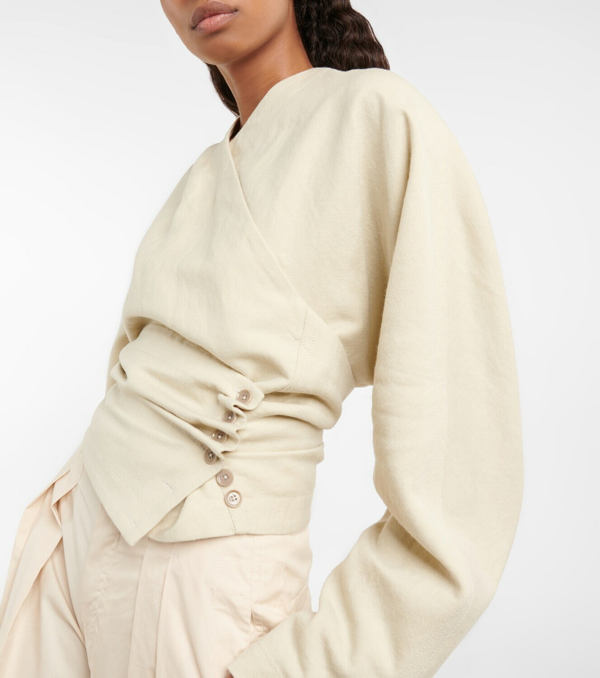 Lemaire - Linen and wool wrap top Lemaire