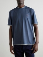 Brunello Cucinelli - Layered Logo-Print Tech-Jersey Tennis T-Shirt - Blue