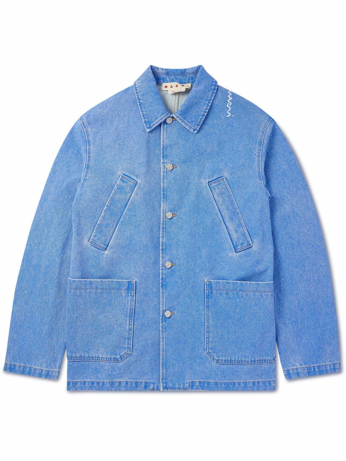 ジャケット・アウター MARNI 00s Stand Collar Coat Shop Blue Stand Collar Denim Jacket on Sale at BeyondStyle