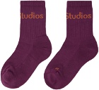 Acne Studios Burgundy Logo Socks