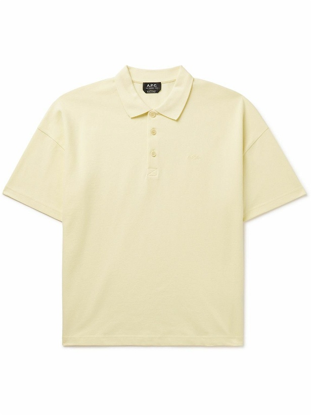 Photo: A.P.C. - Antoine Oversized Logo-Embroidered Cotton Polo Shirt - Yellow