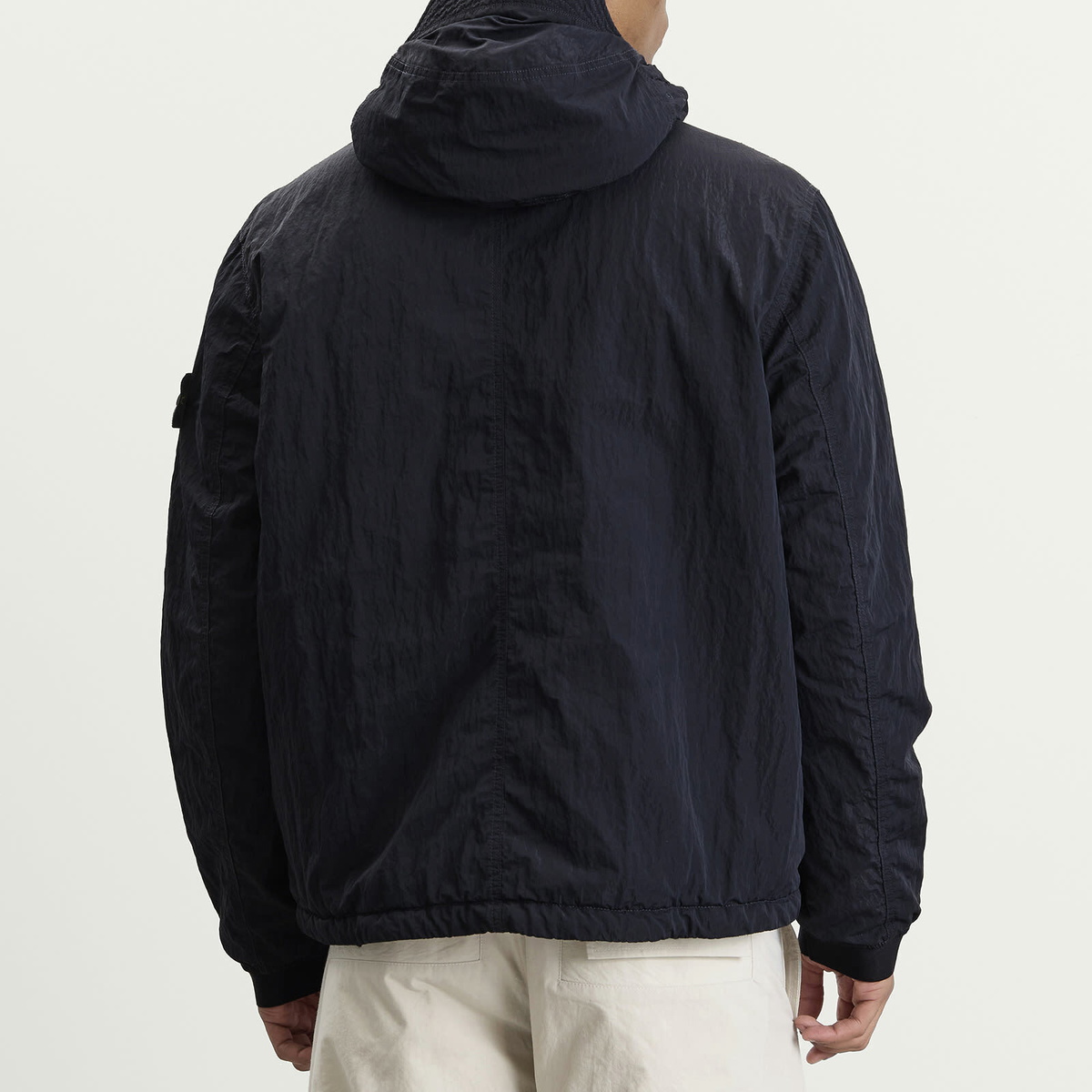 Stone Island Men's Warp Rib Nylon-TC Hooded Jacket in Navy Blue