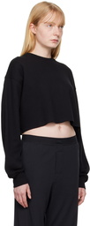 SKIMS Black Cotton Fleece Cropped Sweatshirt