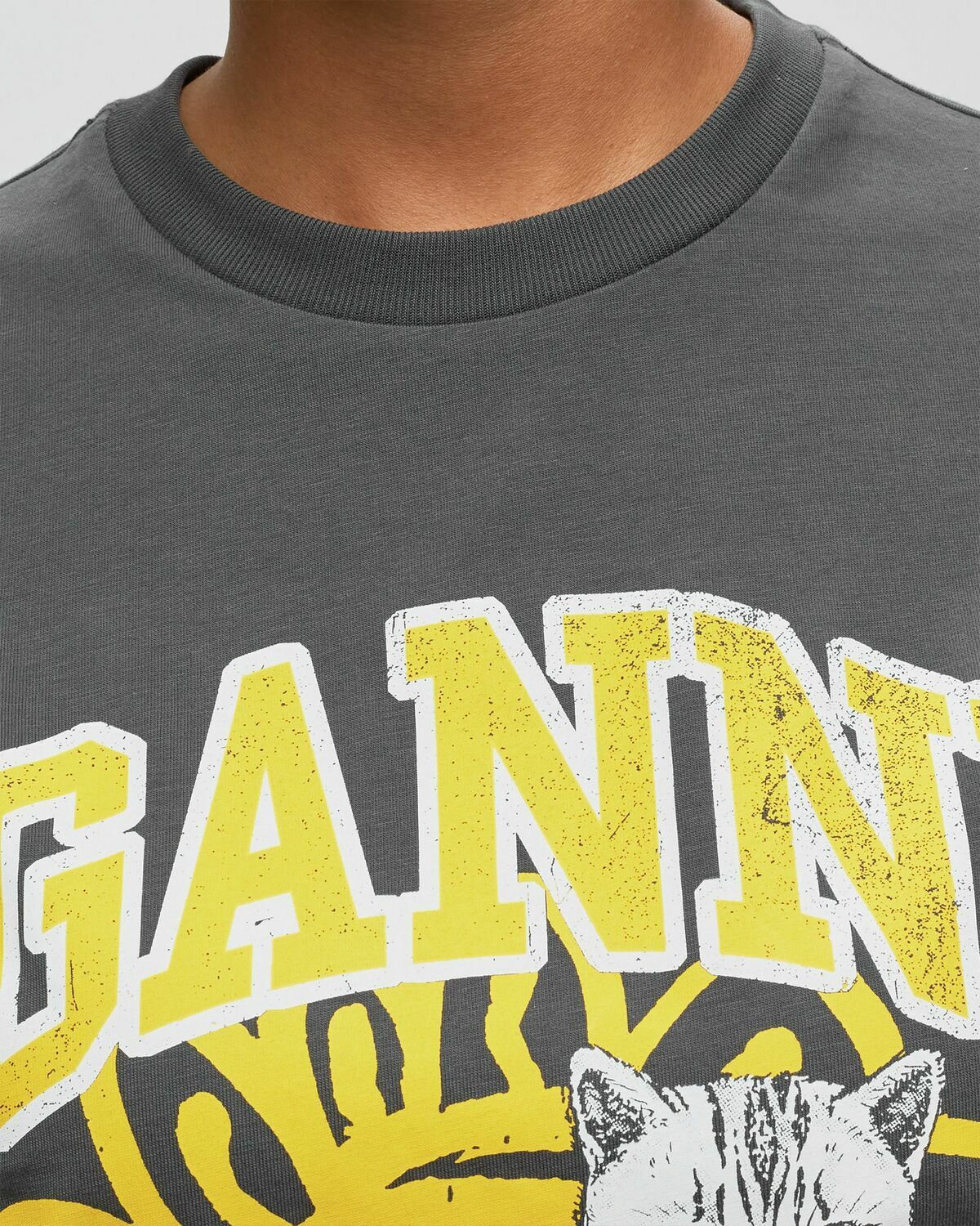 Ganni Basic Jersey Cat Relaxed Tee Grey Shortsleeves GANNI