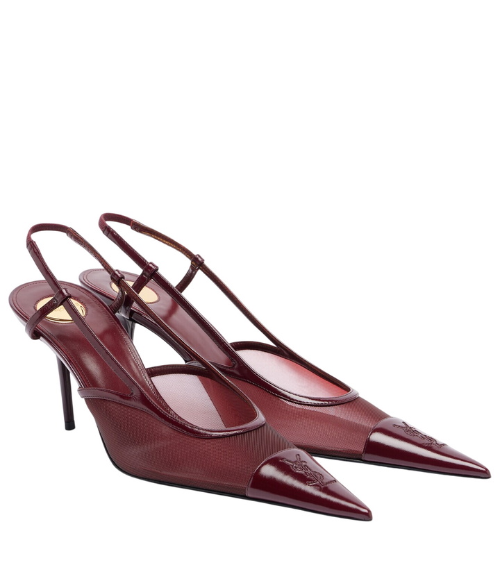 Photo: Saint Laurent Renée leather-trimmed slingback pumps