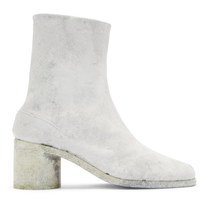 Photo: Maison Margiela White Painted Tabi Boots