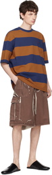 Marni Brown Screen-Printed Denim Cargo Shorts