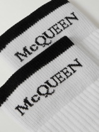 Alexander McQueen - Logo-Jacquard Ribbed Stretch Cotton-Blend Socks - White