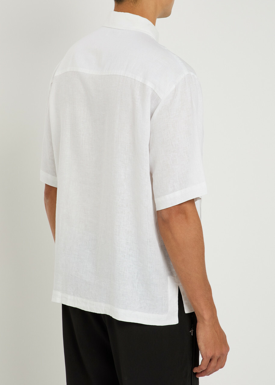 Gusari Montecarlo Pleated Linen Shirt White