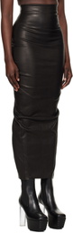 Rick Owens Black Hollywood Dirt Pillar Leather Maxi Skirt
