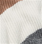 Brunello Cucinelli - Chevron Ribbed Virgin Wool, Cashmere and Silk-Blend Rollneck Sweater - Men - Navy