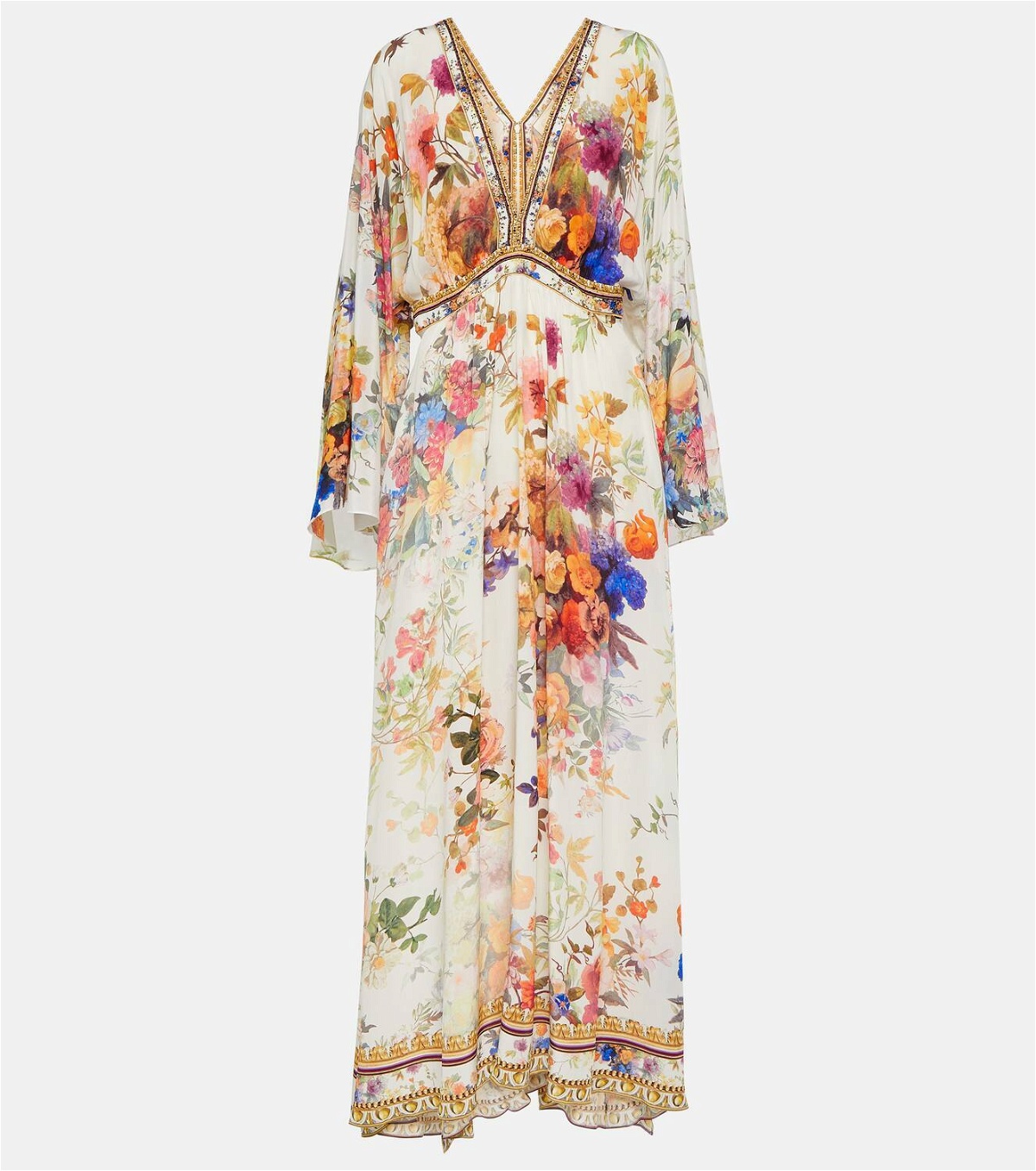 Camilla Gathered floral silk maxi dress