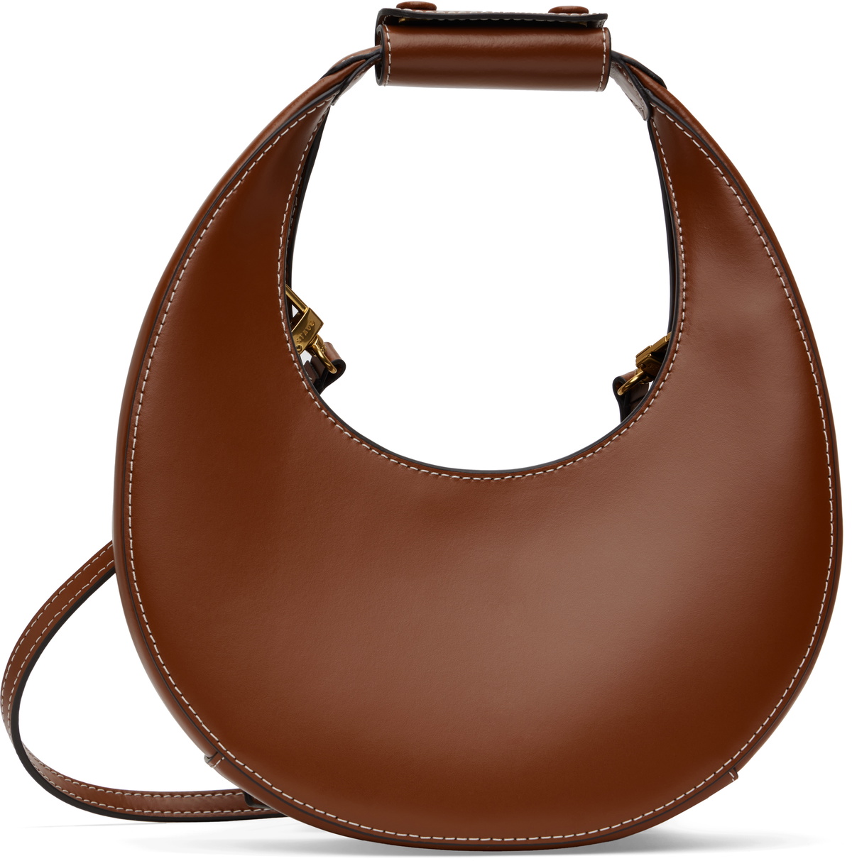 トートバッグ Staud Moon Bag - Leather - Brown Staud Moon Large leather-trimmed raffia tote bag Staud