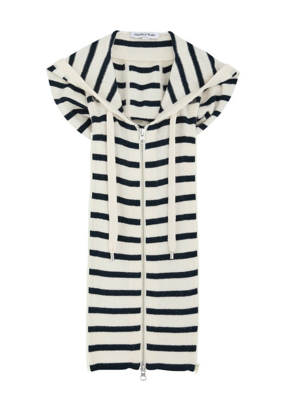 Photo: Veronica Beard Striped Hooded Wool-blend Dickey - Cream - One Size