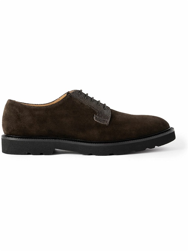 Photo: Paul Smith - Pebbled Leather-Trimmed Suede Derby Shoes - Brown