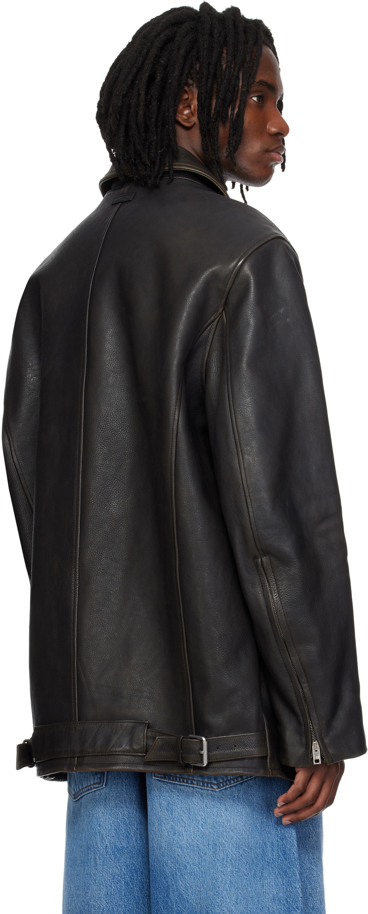 Alexander Wang Black Snap Front Leather Jacket