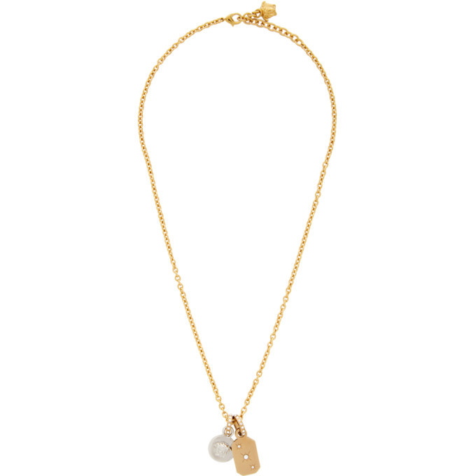 Photo: Versace Gold and Silver Charm Crystal Pendant Necklace