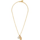 Versace Gold and Silver Charm Crystal Pendant Necklace