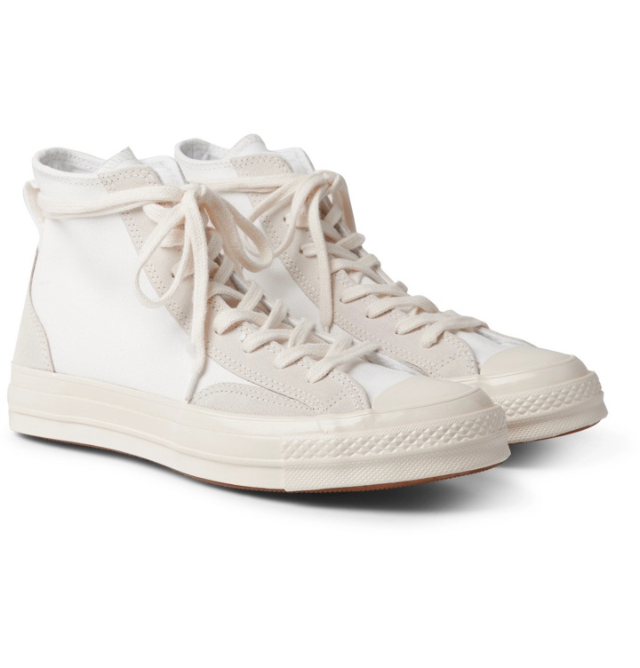 Photo: Converse - Chuck 70 Final Club Suede-Trimmed Organic Canvas High-Top Sneakers - White