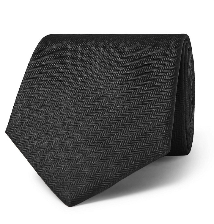 Photo: Brioni - 8cm Herringbone Silk Tie - Black