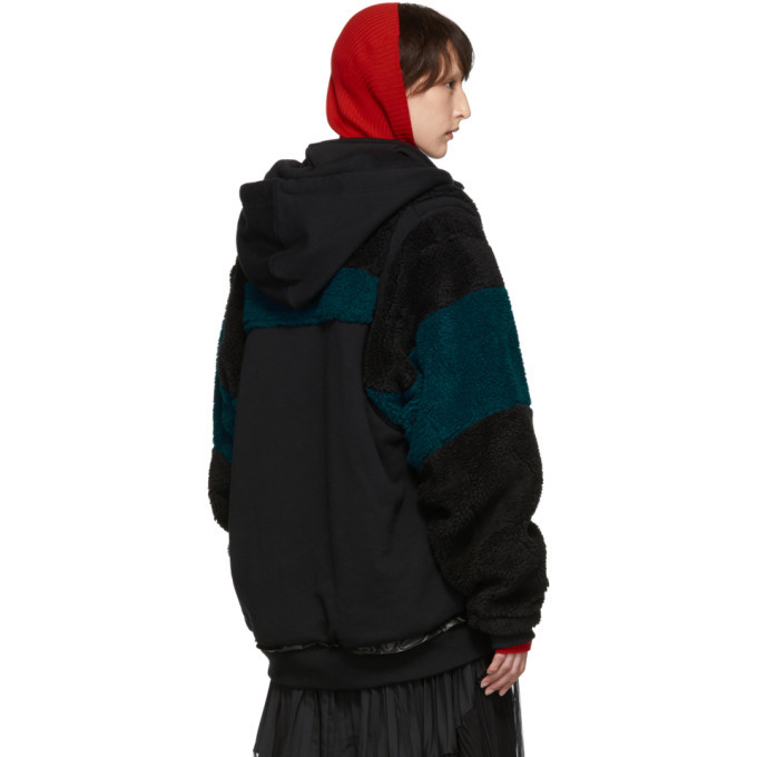 Facetasm Black Mens Fit Anorak Half-Zip Hoodie
