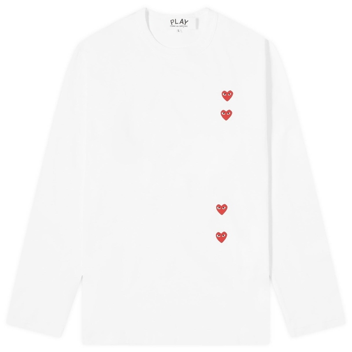 Photo: Comme des Garçons Play Men's Long Sleeve 4 Heart T-Shirt in White