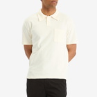 Universal Works Men's Newlyn Light Weight Terry Polo in Ecru