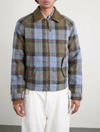 Golden Bear - Dunbar Leather-Trimmed Checked Wool Jacket - Green