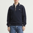 Drôle de Monsieur Men's Logo Long Sleeve Polo in Navy