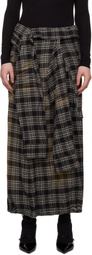 Juun.J Multicolor Sleeve Tie Maxi Skirt