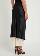 Reformation Marcia Colour-blocked Silk Midi Skirt Black