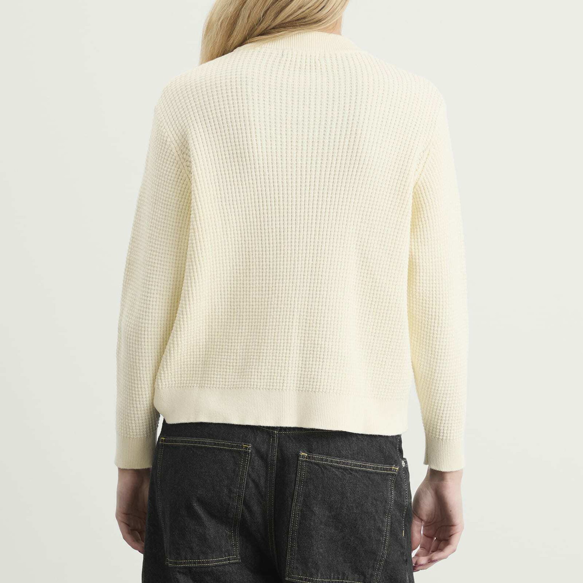 Hommegirls Women's Waffle Knit Pullover in Cream