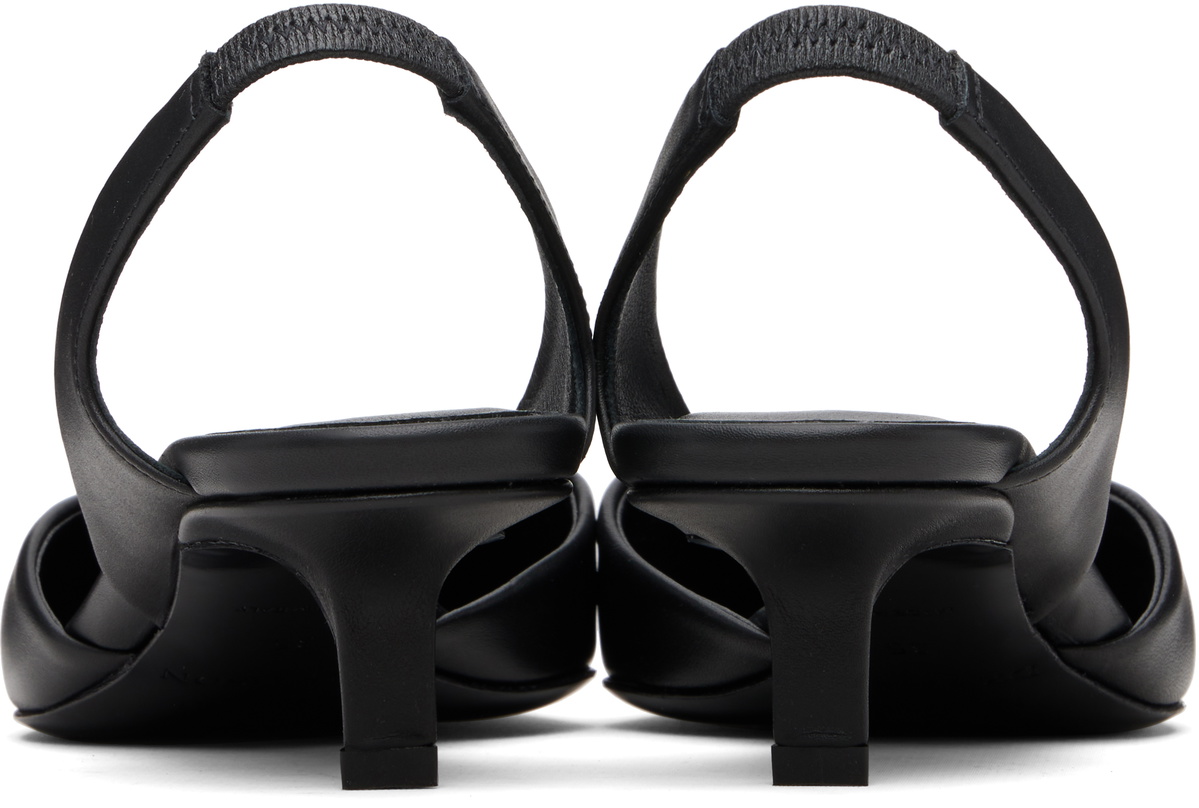 Loulou de Saison Black Akila LDS Leather Slingback Heels