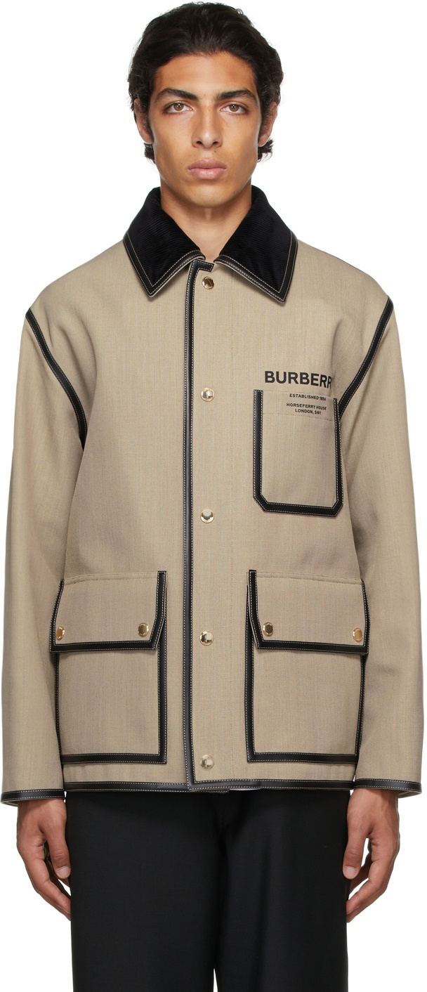 Burberry Beige Canvas 'Horseferry' Jacket Burberry