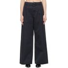 Jil Sander Navy Casual Wide Leg Pleated Trousers