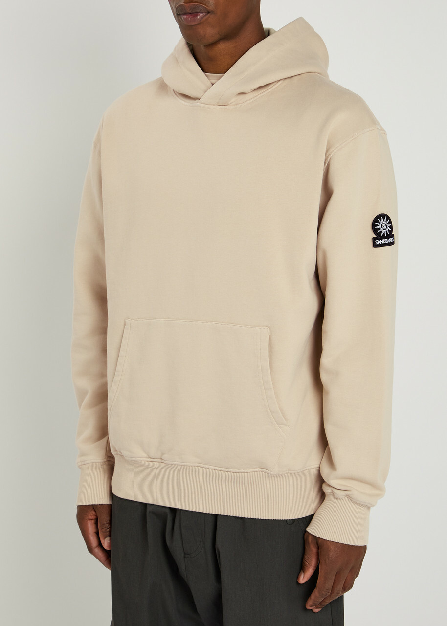 Sandbanks Badge Logo Hooded Cotton Sweatshirt Grey